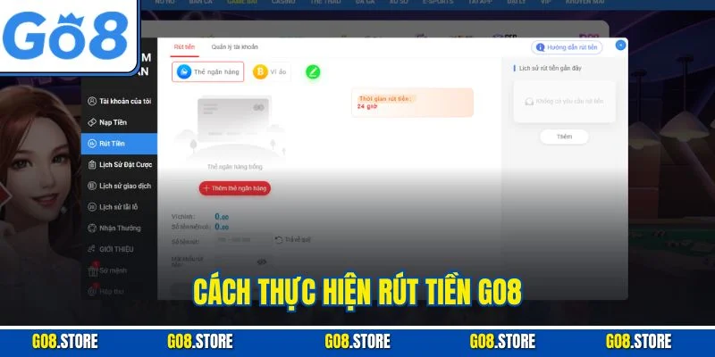 Cách thực hiện rút tiền GO8
